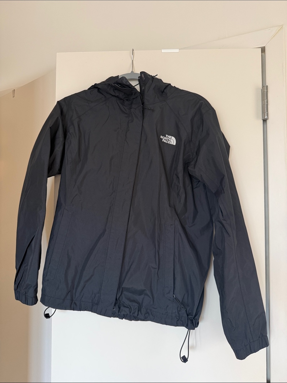 The North Face Black Hooded Rain Jacket with Logo